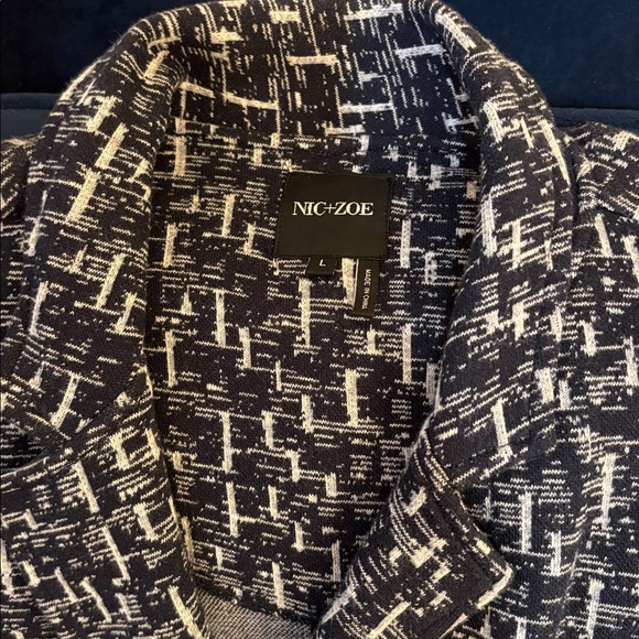 Nic & Zoe Print Knit Navy/White Jacket (L) - Picture 4 of 5
